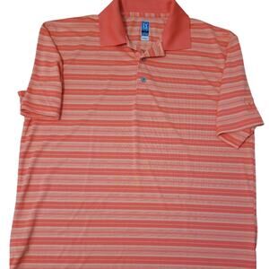 PGA Tour Orange Striped Polo Shirt size L 82120-0173